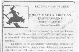 Quién mató a Cristián Kustermann?  [artículo] C. G. E.