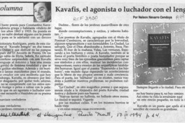 Kavafis, el agonista o luchador con el lenguaje  [artículo] Nelson Navarro Cendoya.