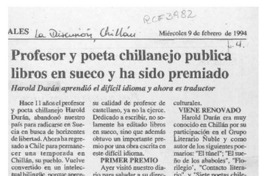 Profesor y poeta chillanejo publica libros en sueco y ha sido premiado  [artículo].