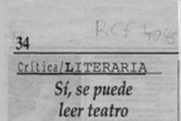 Si, se puede leer teatro  [artículo] Mariano Aguirre.