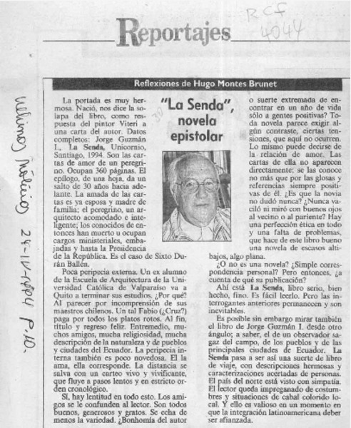 "La senda", novela epistolar  [artículo] Hugo Montes Brunet.