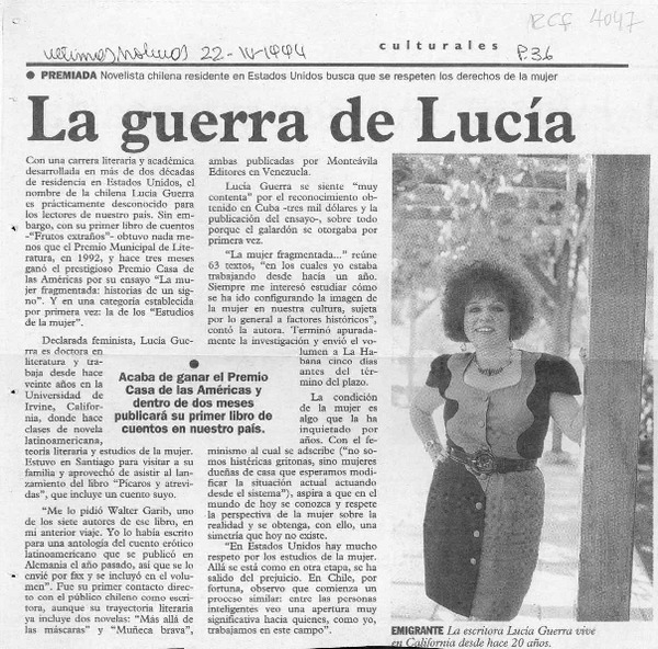 La Guerra de Lucía  [artículo].