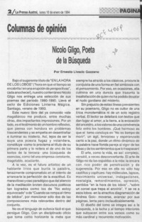 Nicolo Gligo, poeta de la búsqueda  [artículo] Ernesto Livacic Gazzano.