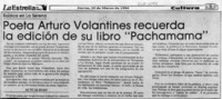 Poeta Arturo Volantines recuerda la edición de su libro "Pachamama"