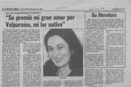 "Se premió mi gran amor por Valparaíso, mi lar nativo"  [artículo].
