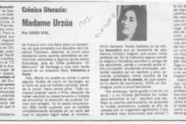 Madame Urzúa  [artículo] Sara Vial.