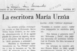 La escritora María Urzúa  [artículo] José Vargas Badilla.