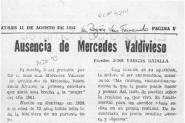 Ausencia de Mercedes Valdivieso  [artículo] José Vargas Badilla.