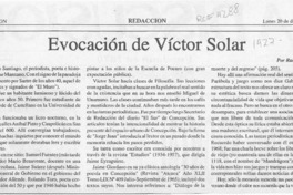 Evocación de Víctor Solar  [artículo] Ramón Riquelme.