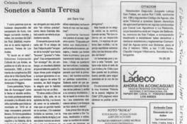 Sonetos a Santa Teresa  [artículo] Sara Vial.