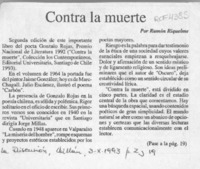 Contra la muerte  [artículo] Ramón Riquelme.