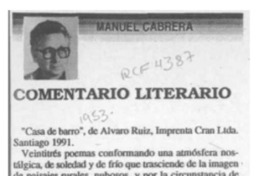 Comentario literario  [artículo] Manuel cabrera.