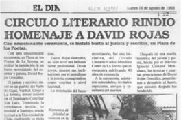 Círculo literario rindió homenaje a David Rojas  [artículo].