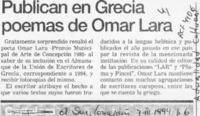 Publican en Grecia poemas de Omar Lara  [artículo].