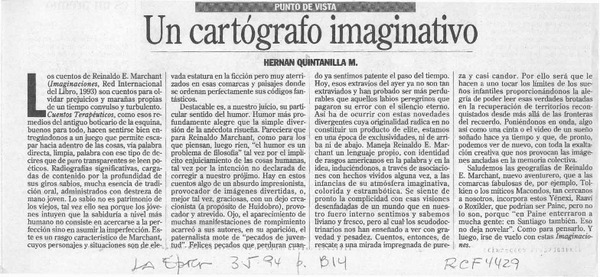 Un cartógrafo imaginativo  [artículo] Hernán Quintanilla M.