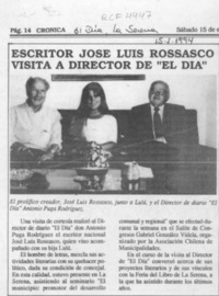 Escritor José Luis Rosasco visita a director de "El Día"  [artículo].