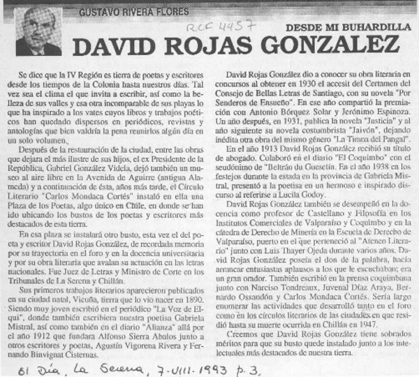 David Rojas González  [artículo] Gustavo Rivera Flores.