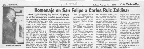Homenaje en San Felipe a Carlos Ruiz Zaldívar  [artículo].