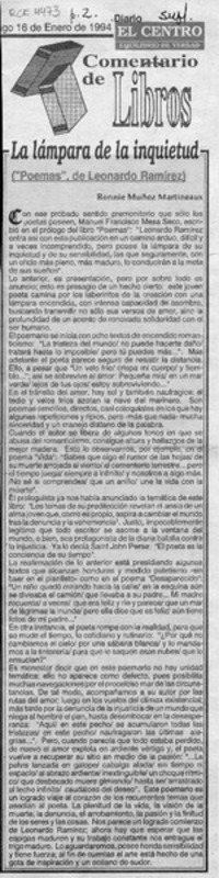 La lámpara de la inquietud  [artículo] Ronnie Muñoz Martineaux.