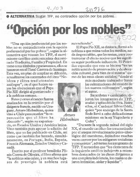 "Opción por los nobles"  [artículo].