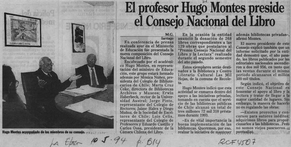 El profesor Hugo Montes preside el Consejo Nacional del Libro  [artículo] M. G.