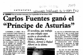 Carlos Fuentes ganó el "Príncipe de Asturias"  [artículo].