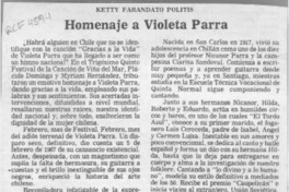 Homenaje a Violeta Parra  [artículo] Ketty Farandato Politis.