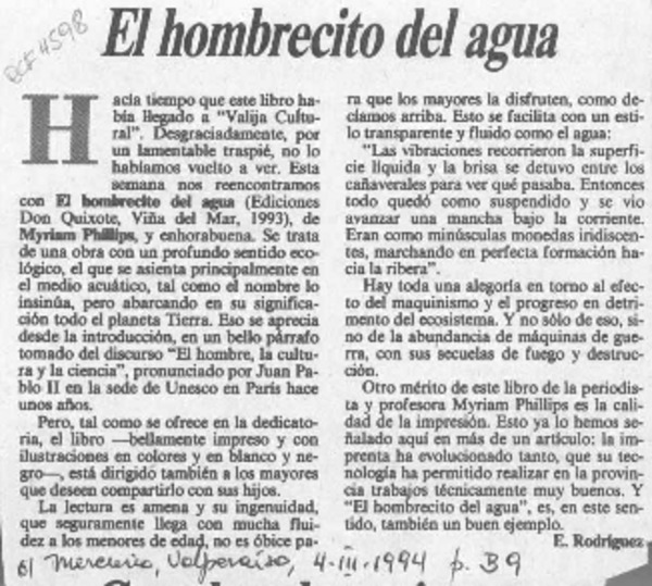 El hombrecito del agua  [artículo] E. Rodríguez.