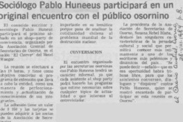 Sociólogo Pablo Huneeus participará en un original encuentro con el público osornino