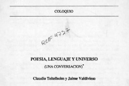 Poesía, lenguaje y universo  [artículo] Jaime Valdivieso.