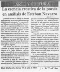 La Esencia creativa de la poesía en anælisis de Esteban Navarro  [artículo]