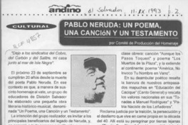 Pablo Neruda, un poema, una canción y un testamento  [artículo].