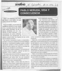 Pablo Neruda, vida y consecuencia  [artículo].
