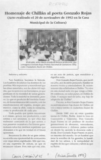 Homenaje de Chillán al poeta Gonzalo Rojas  [artículo].