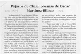 Pájaros de Chile, poemas de Oscar Martínez Bilbao  [artículo] Heraldo Orrego Bilbao.