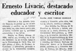 Ernesto Livacic, destacado educador y escritor  [artículo] José Vargas Badilla.