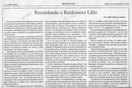 Recordando a Baldomero Lillo  [artículo] Adolfo Márquez Esparza.