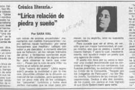 "Lírica relación de piedra y sueño"  [artículo] Sara Vial.