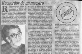 Recuerdos de un maestro  [artículo] María Ester Saldivia Jara.
