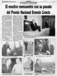 El emotivo reencuentro con su pasado del Premio nacional Ernesto Livacic  [artículo] Joaquín Navasal.