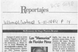 Las "Memorias" de Floridor Pérez  [artículo] Hugo Montes Brunet.