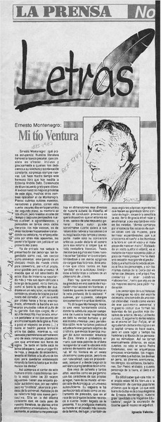 Mi tío Ventura  [artículo] Ignacio Valente.