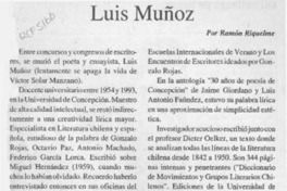 Luis Muñoz  [artículo] Ramón Riquelme.