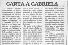 Carta a Gabriela  [artículo] Luisa Peña Jiménez.