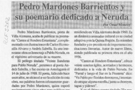 Pedro Mardones Barrientos y su poemario dedicado a Neruda  [artículo] Omar Monroy.