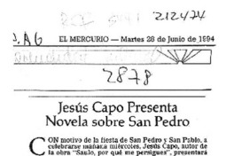 Jesús Capo presenta novela sobre San Pedro  [artículo].