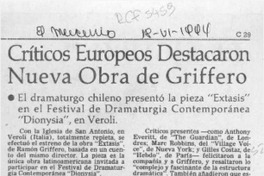 Críticos europeos destacaron nueva obra de Griffero  [artículo].