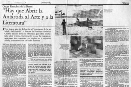 "Hay que abrir la Antártida al arte y a la literatura"  [artículo] Elena Irarrázabal Sánchez.