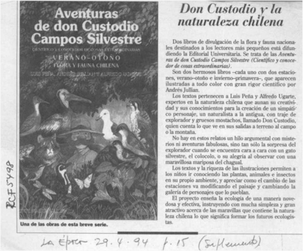 Don Custodio y la naturaleza chilena  [artículo].