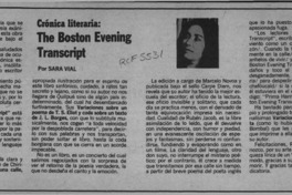 The Boston Evening Transcript  [artículo] Sara Vial.